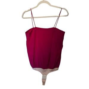 Tuxe Bodywear 100% Silk Bodysuit Sz S Hot Pink Y2K Balletcore Quiet Luxury Layer